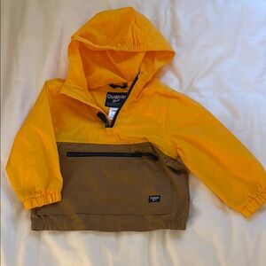 OshKosh Yellow and Brown Hooded Anorak Jacket size 24M